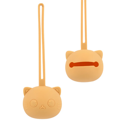 Silicone pacifier box with a secure snap closure, protecting baby's soother.
