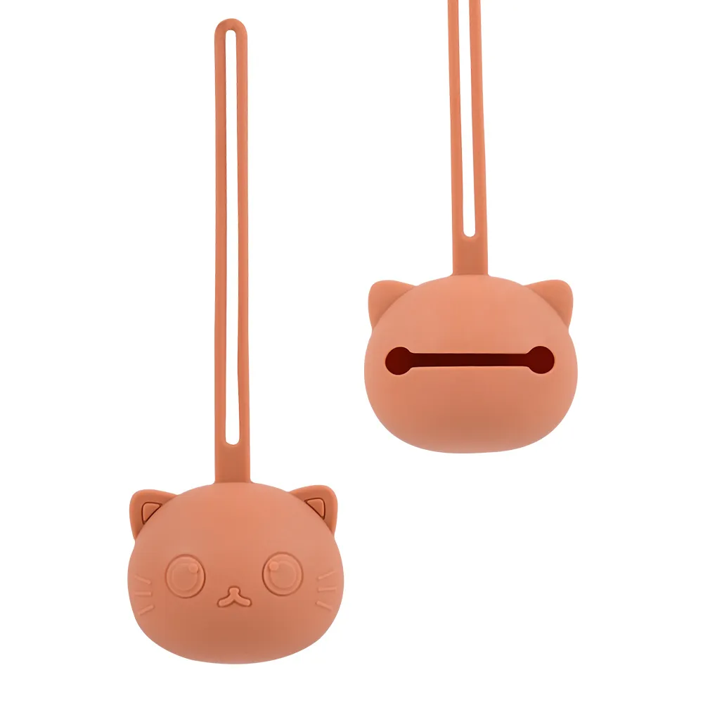 Two silicone pacifier holders, one open and one closed, showing functionality.