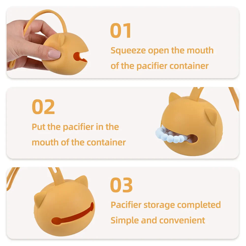 Purple silicone pacifier holder, stylish and practical soother storage for babies.