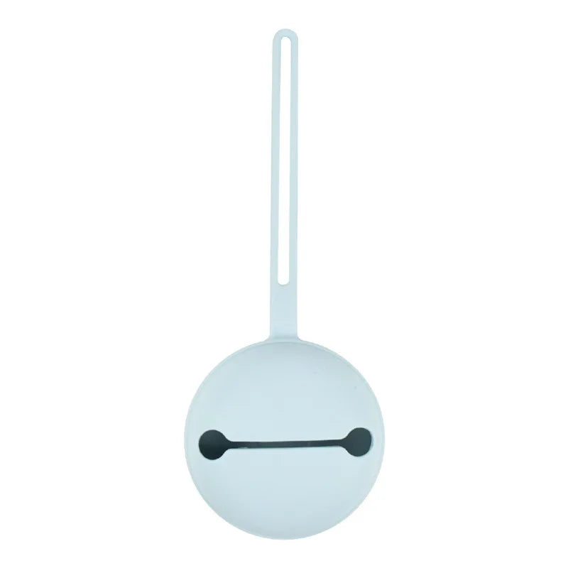 Orange silicone pacifier holder, secure soother storage for on-the-go parents.