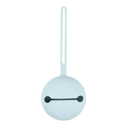 Orange silicone pacifier holder, secure soother storage for on-the-go parents.