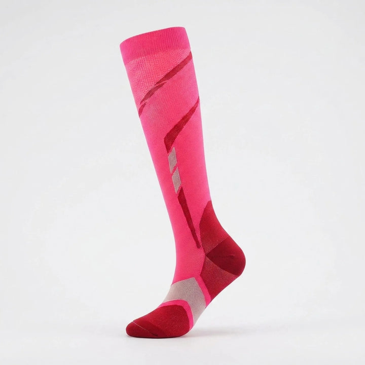 High-performance compression knee-high socks, unisex, designed for supportive athletic activities.