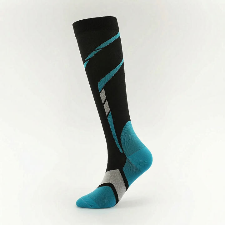 Durable unisex performance knee-high athletic socks, great for active support in any sport.