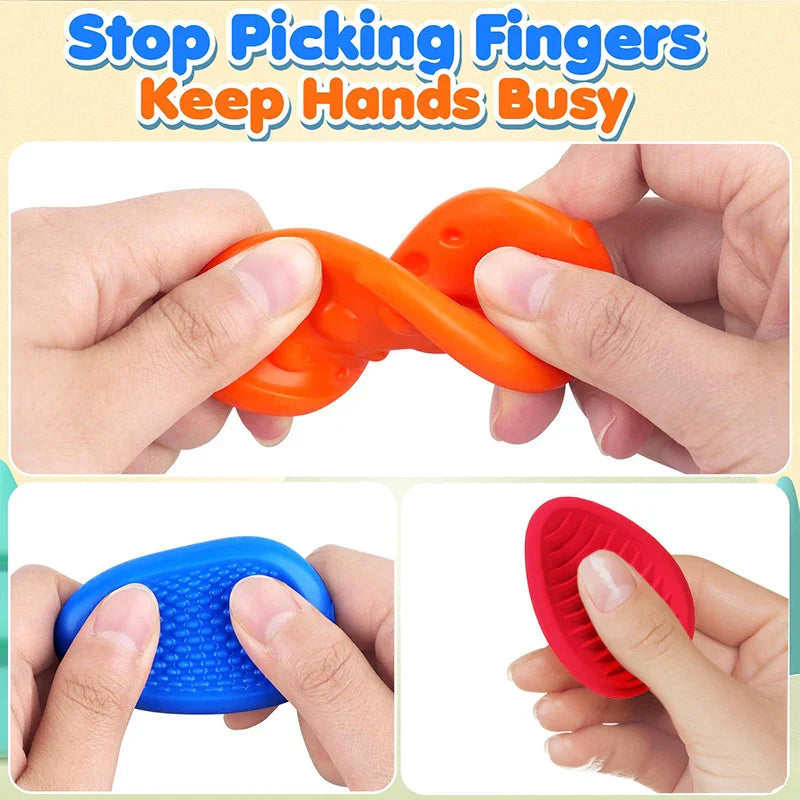 Brightly colored stress relief toy on a desk, promoting calm and focus