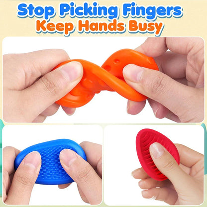 Brightly colored stress relief toy on a desk, promoting calm and focus