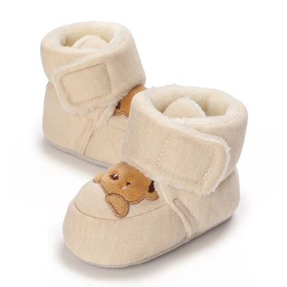 Gift idea: cute unisex plush bear baby booties, warm and soft infant footwear