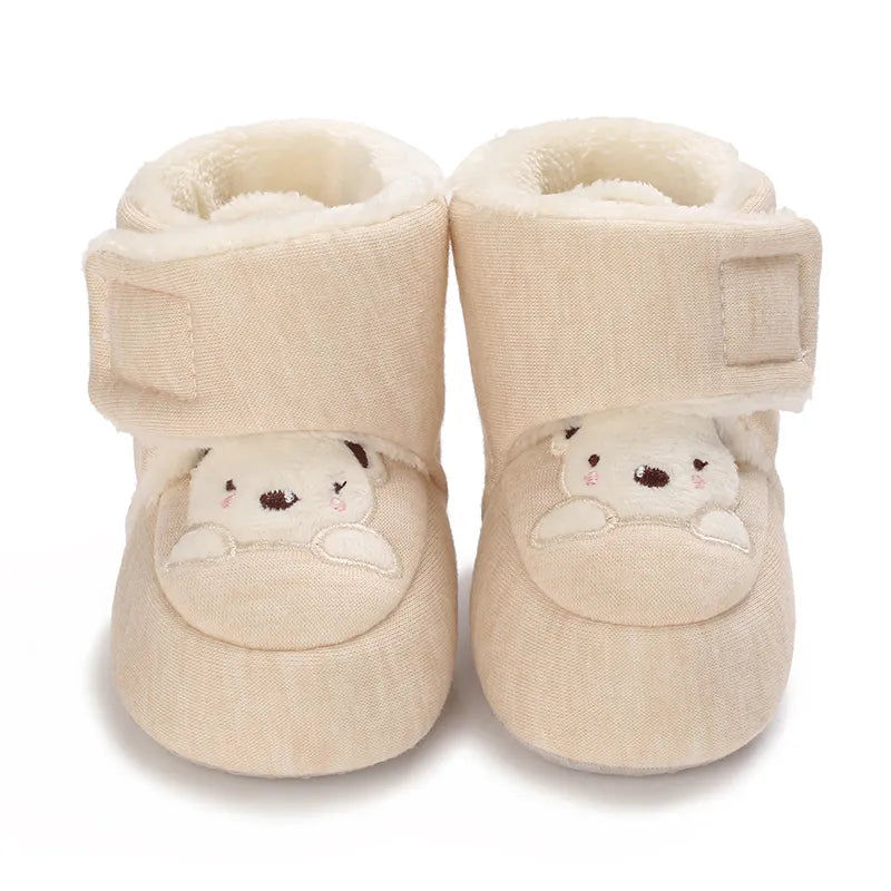 Plush bear infant footwear with a secure fit, perfect soft sole baby shoes