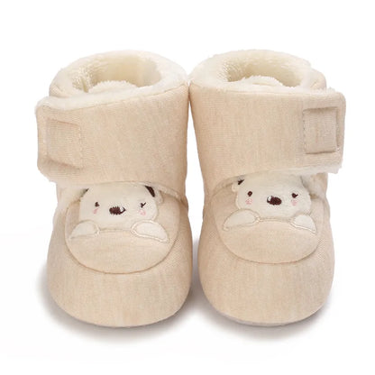 Plush bear infant footwear with a secure fit, perfect soft sole baby shoes