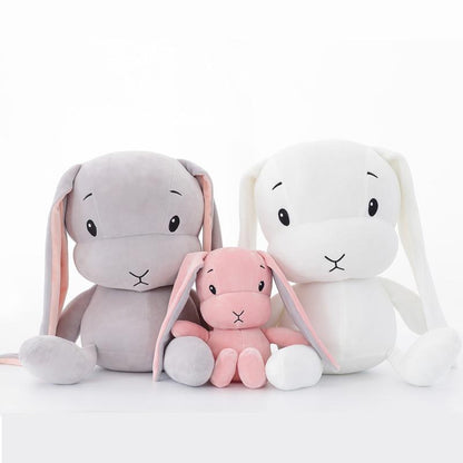 Unisex plush cuddle bunny toy, soft white rabbit stuffed animal for babies and kids.