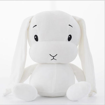 Plush cuddle bunny toy with embroidered features, a safe and soft rabbit for toddlers.