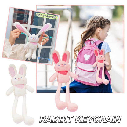 Unisex plush long-eared rabbit toy keychain, soft stuffed animal for kids' bags