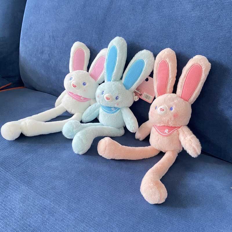 Fluffy long-eared rabbit toy keychain, a soft and adorable kids' stuffed animal