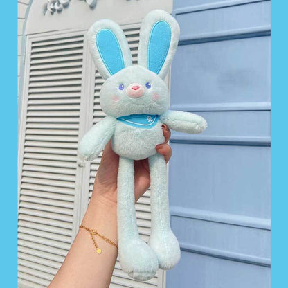 Interactive pulling rabbit plush toy keychain, an engaging gift for children