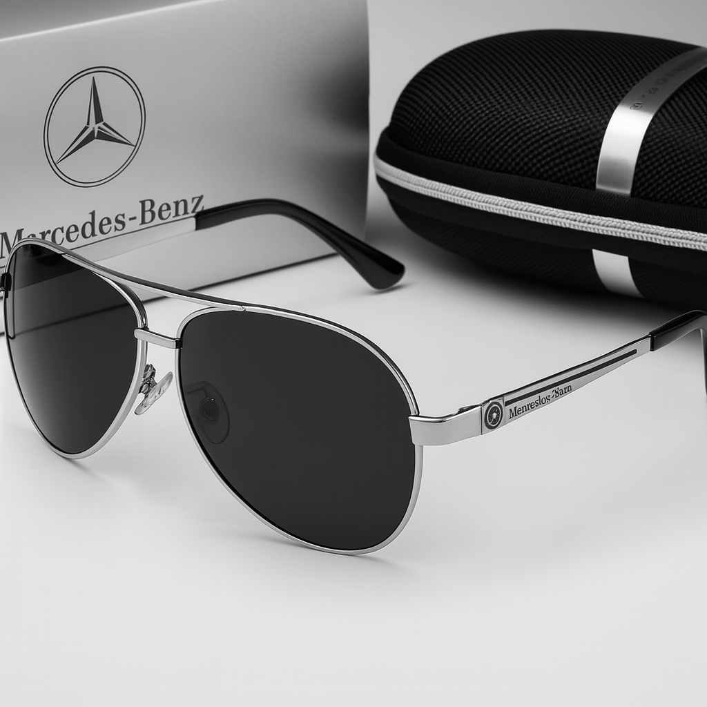 Unisex polarized aviator sunglasses in black, ideal for enhanced driving & glare reduction. Offers UV protection & classic style.