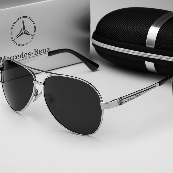 Unisex polarized aviator sunglasses in black, ideal for enhanced driving & glare reduction. Offers UV protection & classic style.