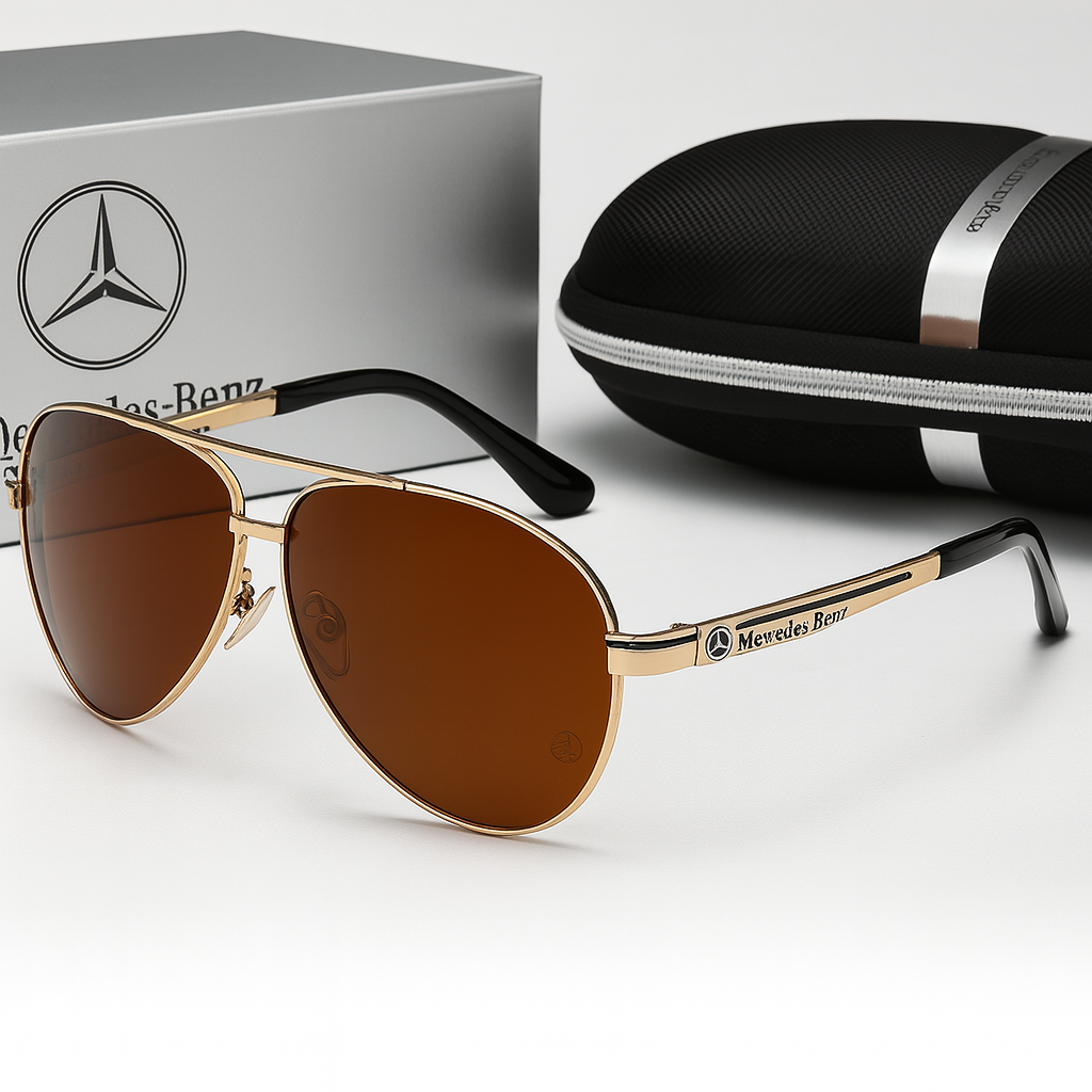 Brown unisex polarized aviator sunglasses for safe driving, outdoor activities & UV protection. Classic anti-glare eyewear.