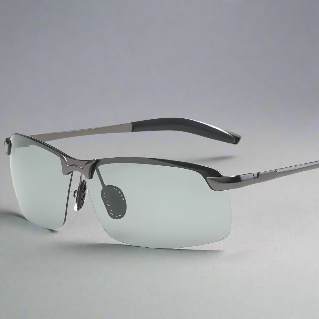 Photochromic & polarized unisex sports sunglasses, UV400 outdoor eyewear for changing light conditions.