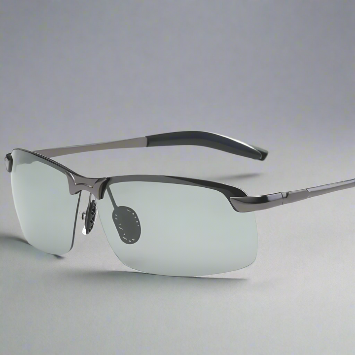 Photochromic & polarized unisex sports sunglasses, UV400 outdoor eyewear for changing light conditions.