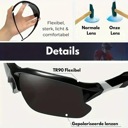 Unisex polarized sports sunglasses, ideal for outdoor vision. UV protection & glare reduction.