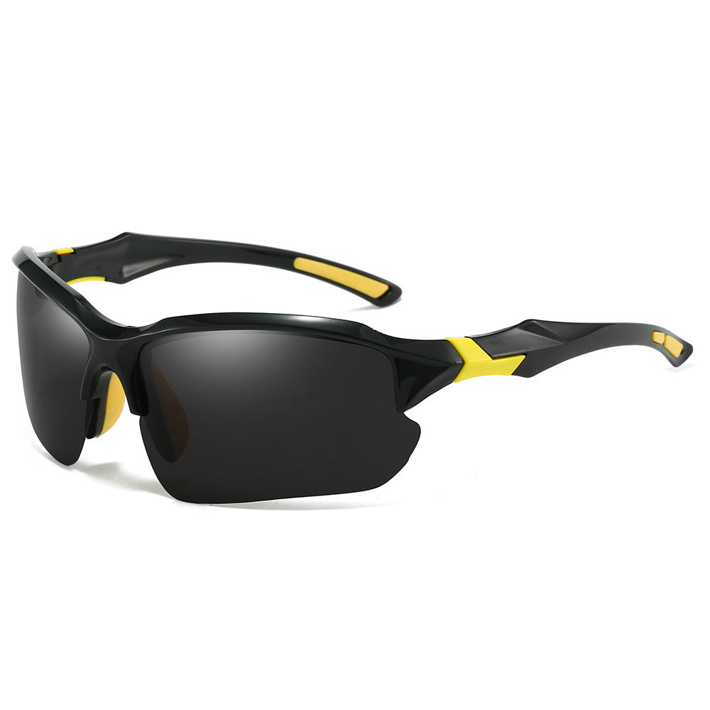 A person wearing unisex polarized sports sunglasses, enjoying clear vision during an outdoor run.