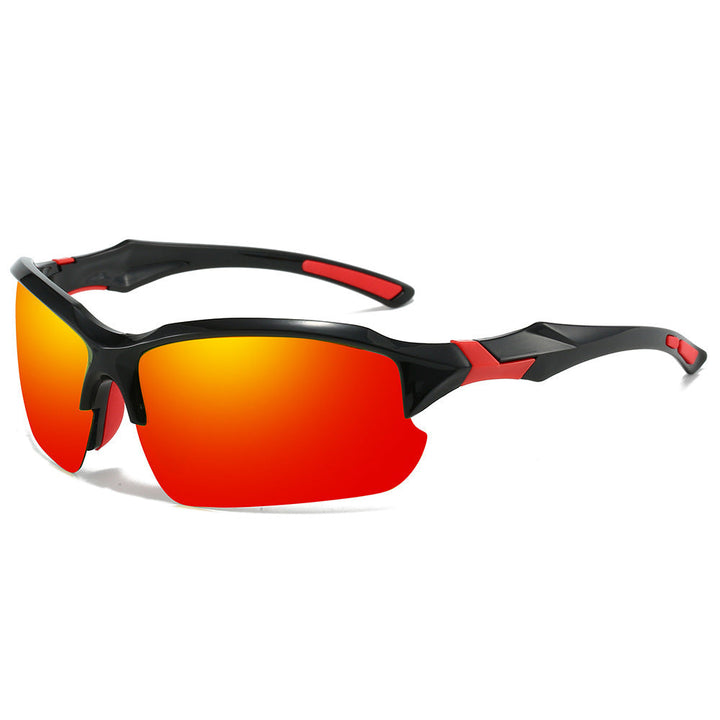 Sleek black polarized sports sunglasses for men & women, enhancing vision during any outdoor activity.