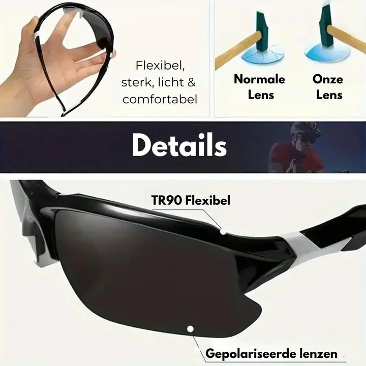 Stylish unisex polarized sports sunglasses for an active lifestyle, featuring UV protection & glare reduction.