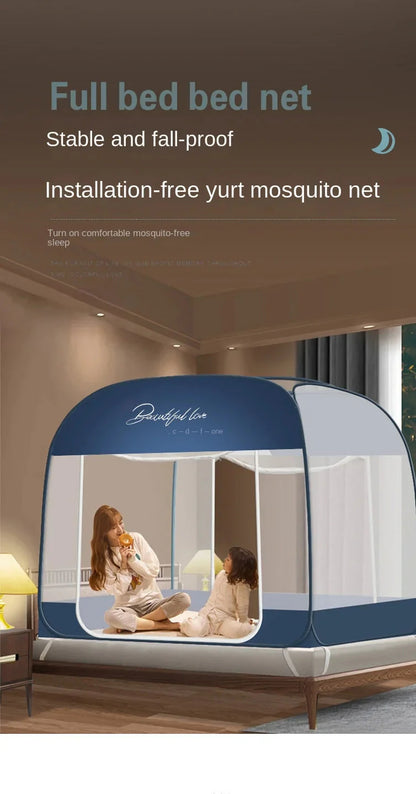 Compact pop-up bed canopy mosquito net, perfect for home defense against insects.