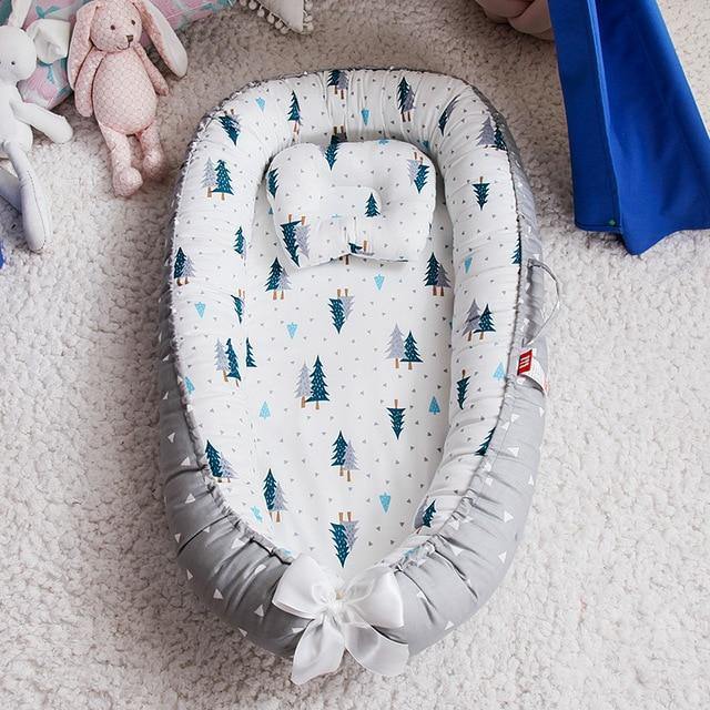 Baby essential: portable lounger & snuggle nest in neutral grey, soft for newborn comfort and safety