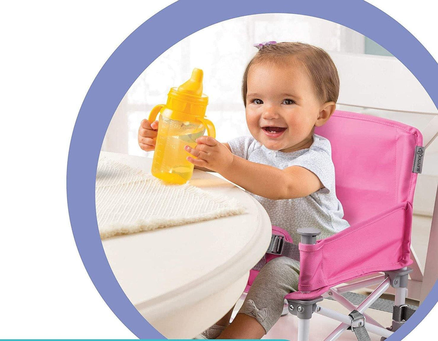 Booster seat for toddlers, showing a child happily eating at a table, a great mealtime solution