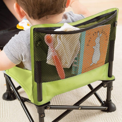 Baby gear essential: a portable feeding chair, lightweight yet sturdy, for convenient travel use