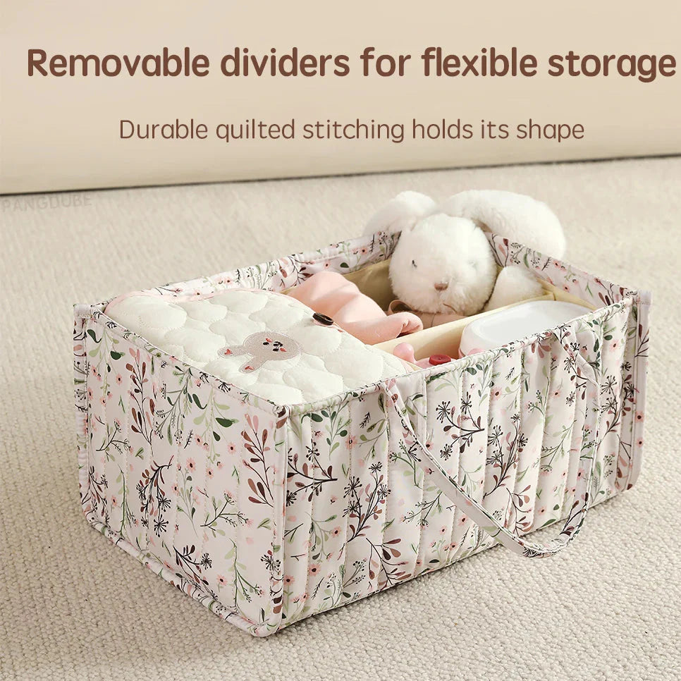 Diaper organizer bag in a neutral color, ideal for baby essentials and on-the-go parents