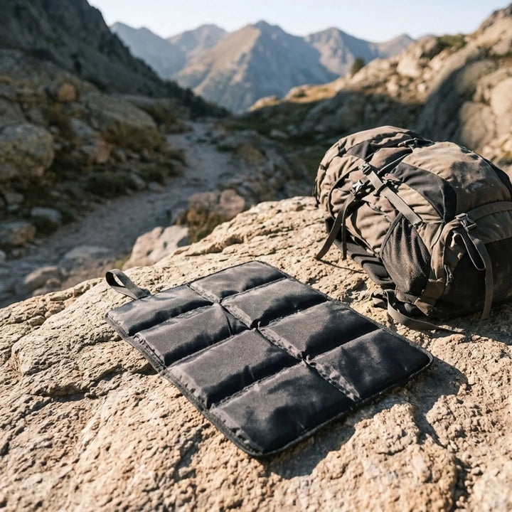Unisex portable foldable camping seat pad, ultralight outdoor cushion for hiking & travel comfort.