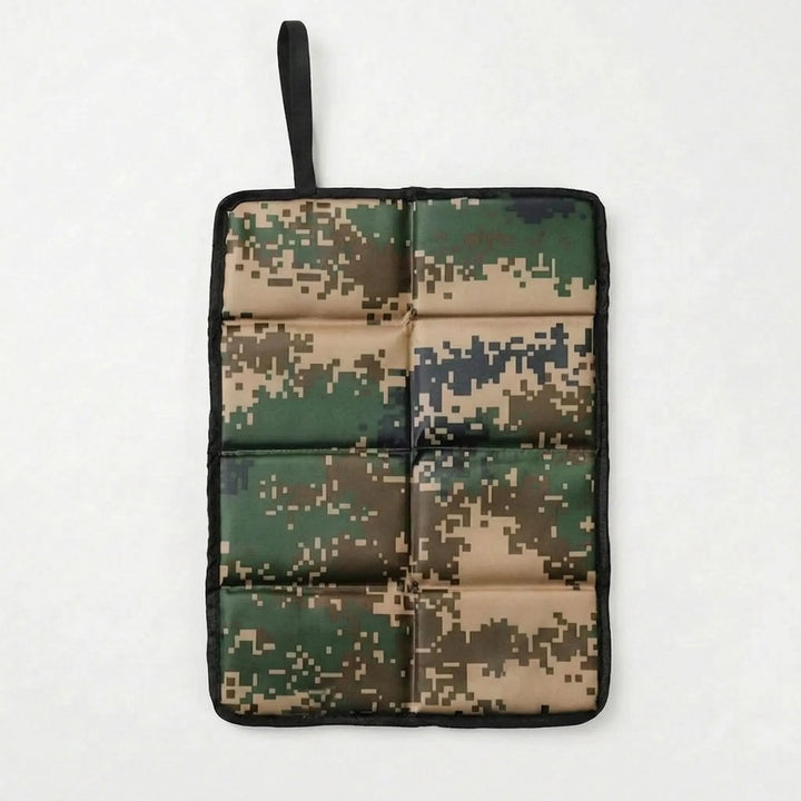 Foldable design of a portable camping seat pad, compact & easy for outdoor travel, hiking, and comfort.