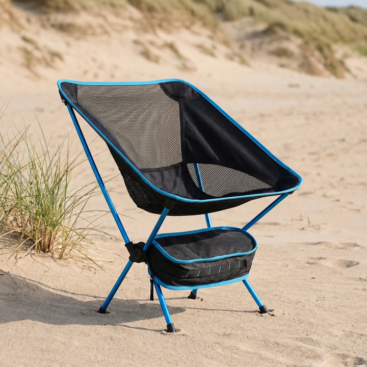 Unisex portable folding camp chair for outdoor adventures. Lightweight design for camping, hiking, or beach use.