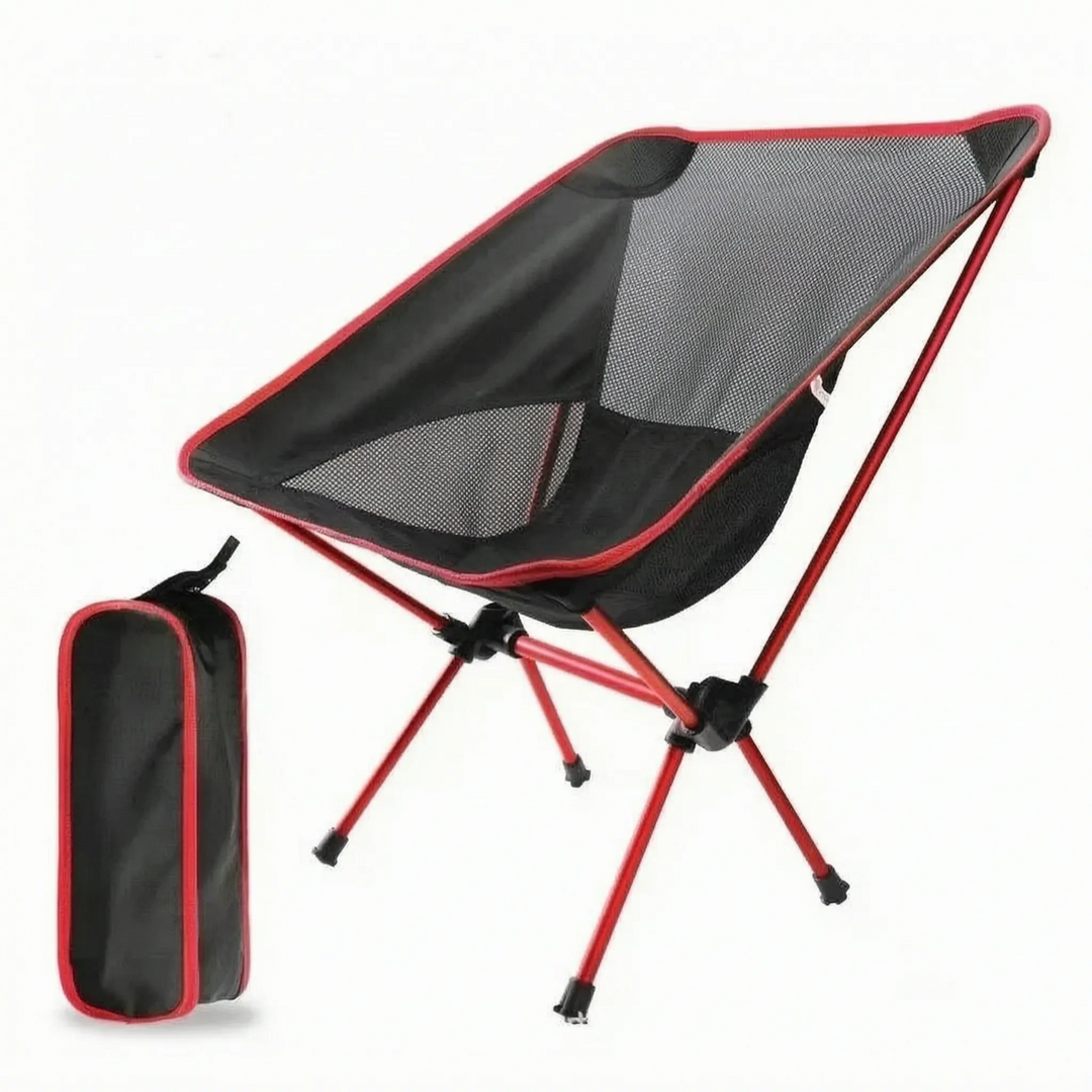 Easy-to-carry portable camp chair, a lightweight folding outdoor seating solution for adventurers.