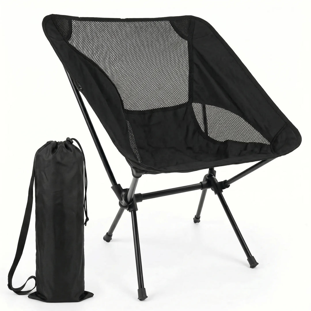 Robust outdoor folding chair, unisex design, perfect portable furniture for any camping or hiking trip.
