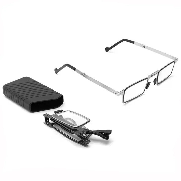 Unisex portable folding reading glasses, compact travel accessory, ideal vision aid.