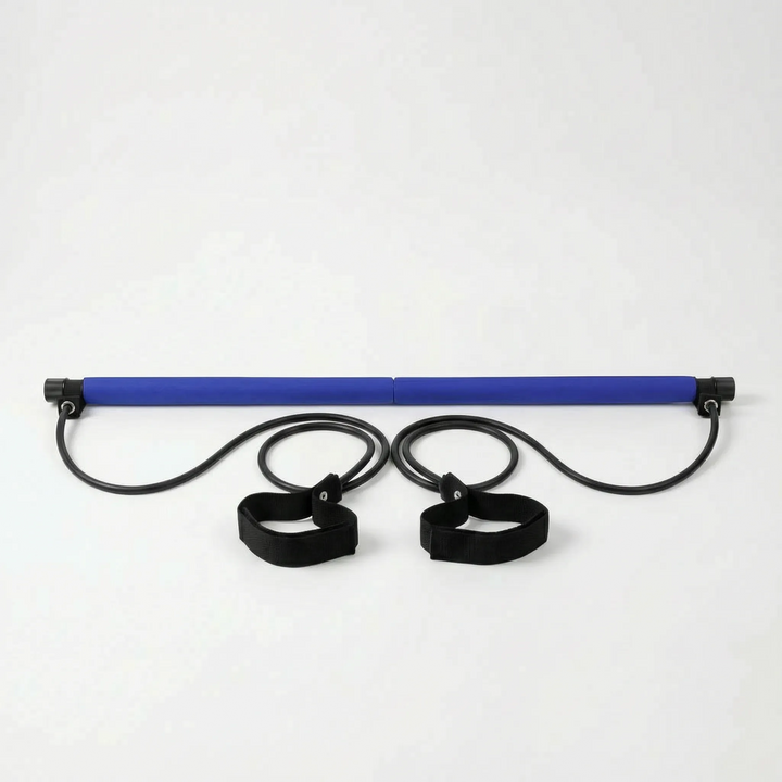 Pilates bar workout kit with adjustable resistance bands for strength training & convenient full body home fitness.