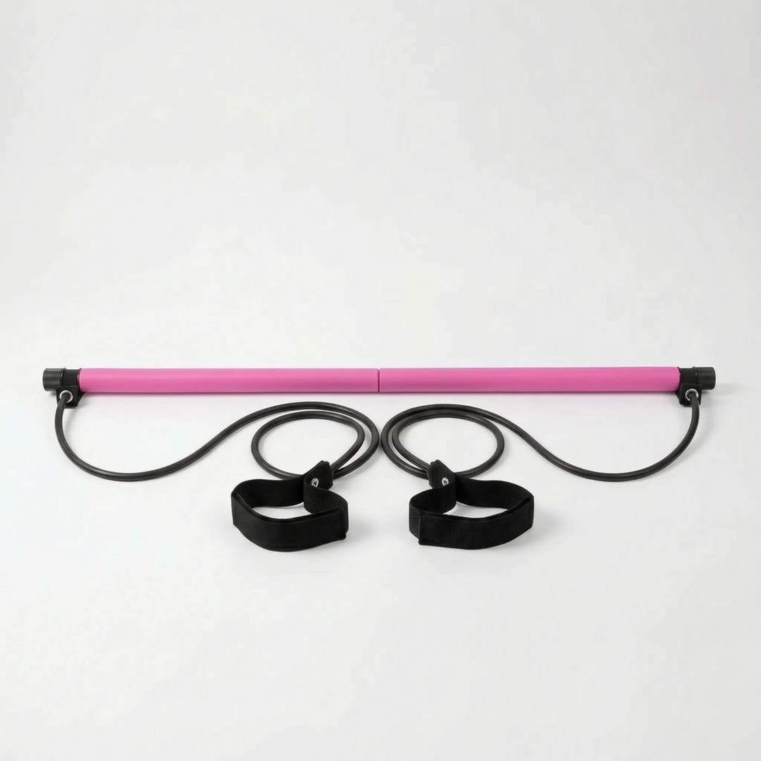 Compact unisex Pilates bar kit, ideal for portable home gym full body workouts & adjustable resistance training.