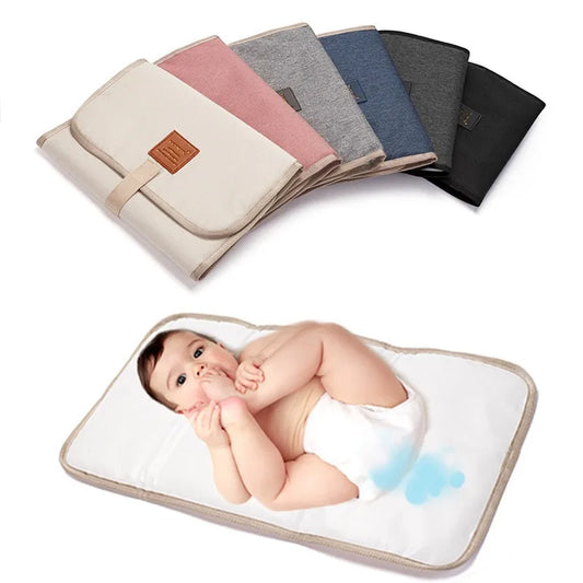 Unisex portable waterproof baby changing pad for diaper changes on-the-go, grey chevron design