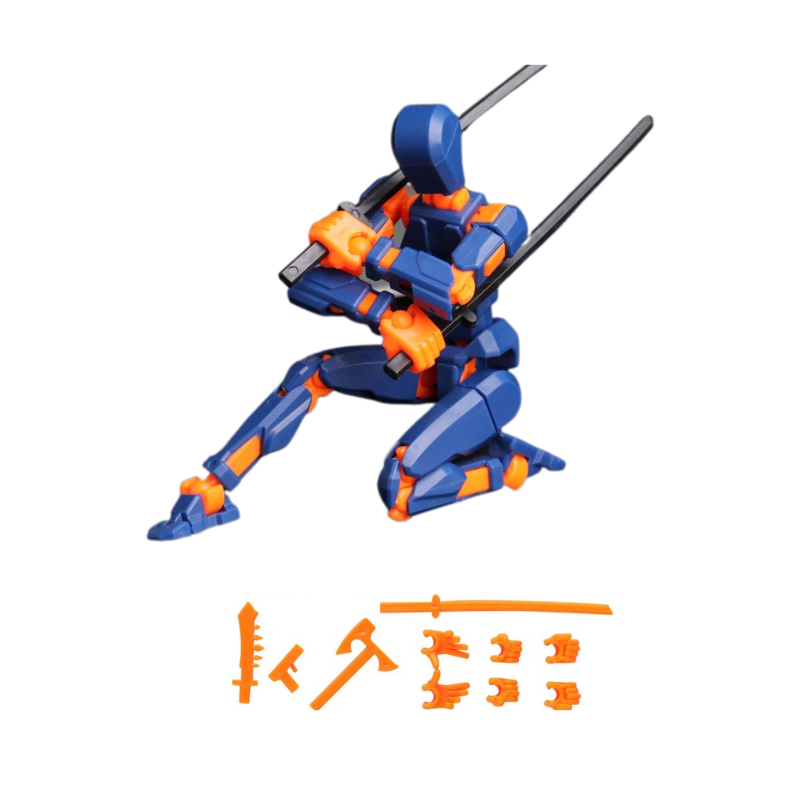 Unisex Posable Articulated Robot Toy Figure in a dynamic pose, ideal for storytelling and play
