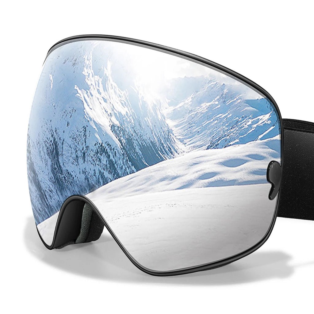 Comfortable premium unisex ski goggles, anti-fog, UV400 for clear vision during skiing & boarding.