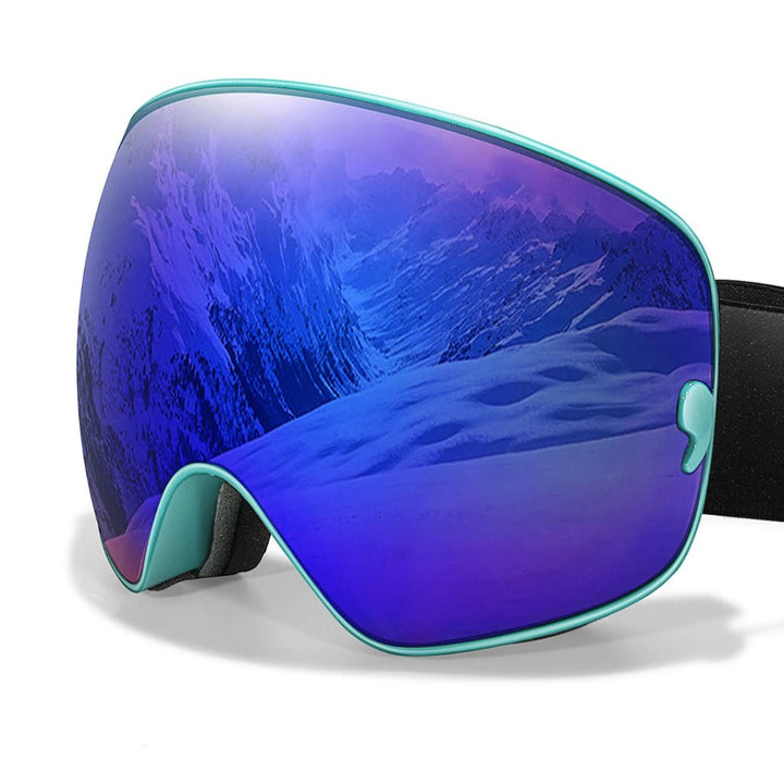 Durable unisex ski goggles for snowboarding, anti-fog, UV400, and night vision lens.