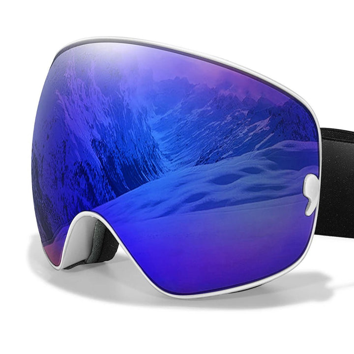 Stylish unisex ski goggles with anti-fog, UV400, and night vision for sunny or low-light skiing.