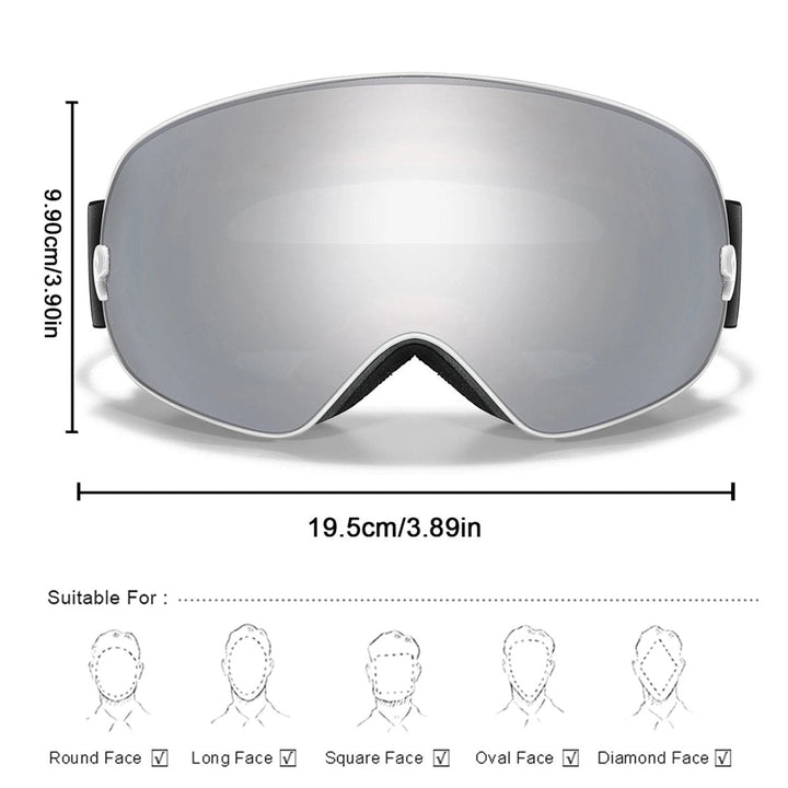 Premium unisex ski goggles featuring night vision lens, anti-fog, and UV400 for low light winter sports.
