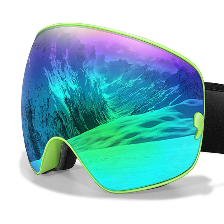 Sleek black unisex ski goggles with anti-fog & UV400 for snowboarding and skiing adventures.