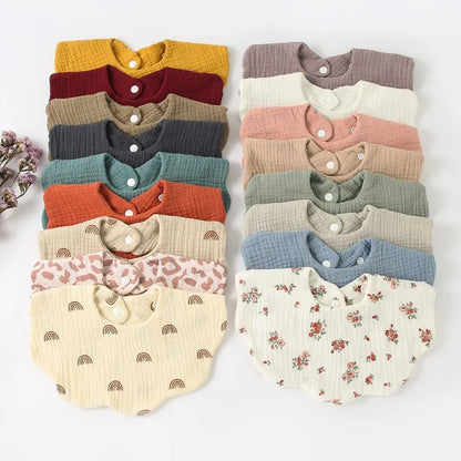 Unisex premium soft cotton baby bib for newborns, white with moon embroidery, essential for feeding