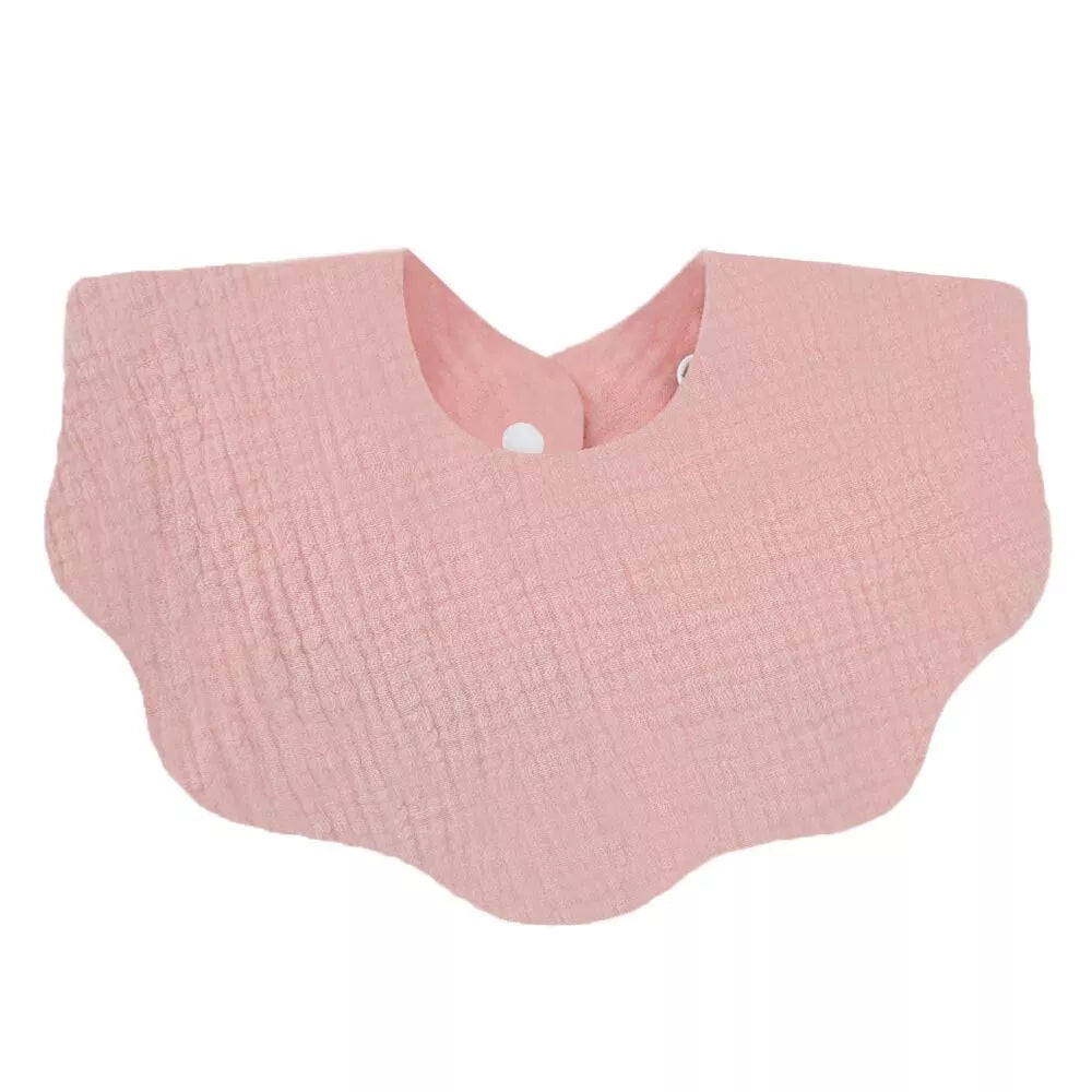 Folded premium soft cotton baby bib, unisex, showing compact design for travel and storage