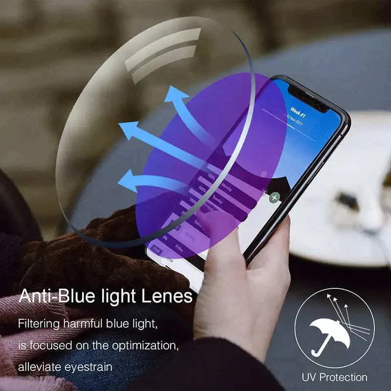 Photochromic anti-blue light reading sunglasses offering full UV protection & polarized multi-focus lenses.