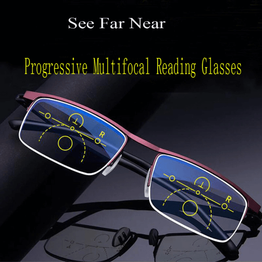 Lightweight, flexible frame unisex intelligent progressive reading glasses for adults.